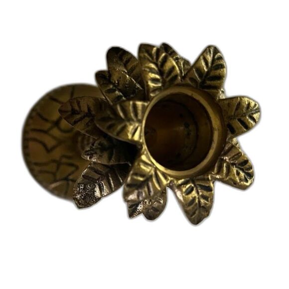 Vtg Brass Palm Tree  6" Tropical Eclectic Decor Candle Holder Boho Tiki Style - Picture 4 of 4